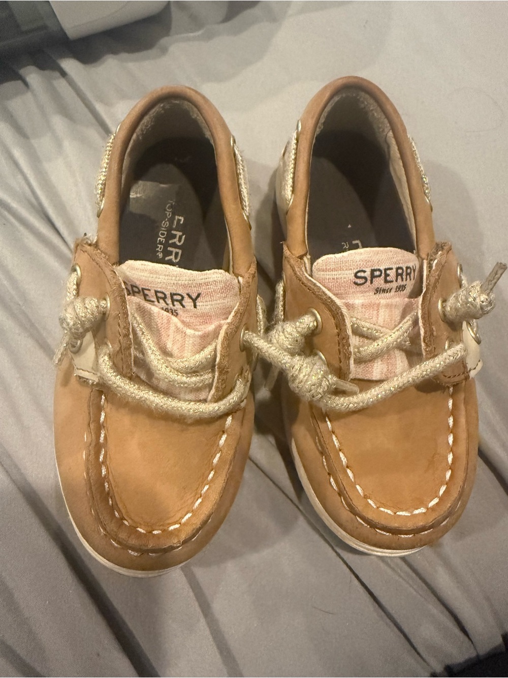 Sperry Girls Chestnut/Tan Moccasin Boat Shoes